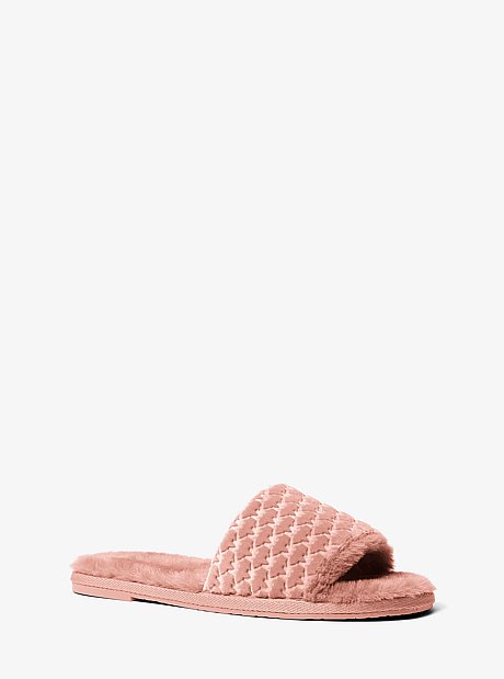 Alexis Logo Debossed Velvet Slide Sandal