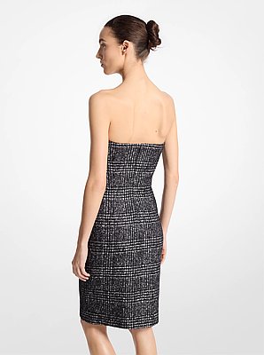 Vestido de tweed sin tirantes de mezcla de lana con estampado Pr&iacute;ncipe de Gales