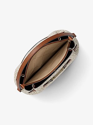 Carson Medium Signature Logo Convertible Bucket Crossbody Bag