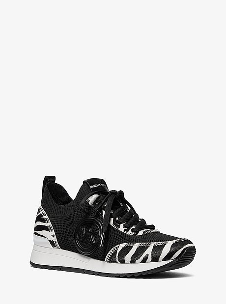 Jenkins Stretch Knit and Faux Zebra Print Calf Hair Trainer