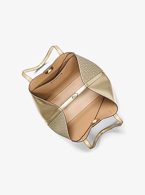 Avalon Medium Metallic and Signature Logo Tote Bag
