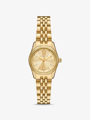 Petite Lexington Pav&eacute; Gold-Tone Watch