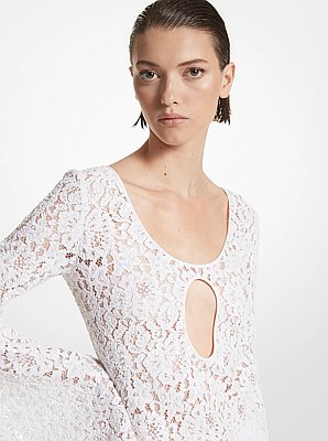 Hand-Embroidered Sequin Floral Lace Keyhole Djellaba