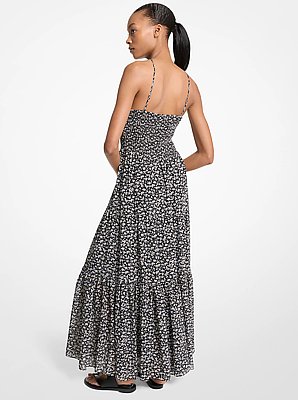 Floral Print Smocked Halter Maxi Dress