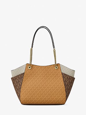 Jet Set Large Color-Block Signature Logo Tote Bag