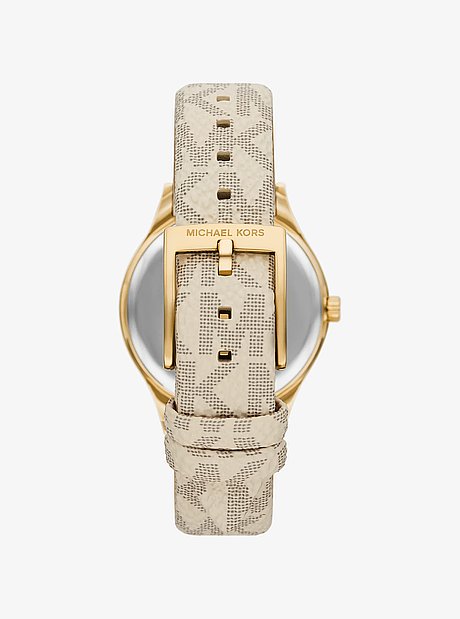 Mini Aspyn Gold-Tone and Signature Logo Watch