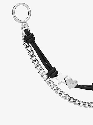 Colgante para bolso con dije y cadena en tono plateado