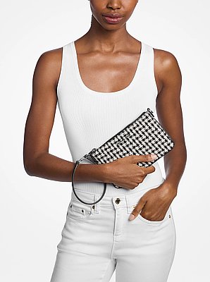 Jet Set Travel Woven Houndstooth Convertible Wristlet