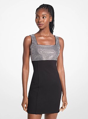 Mini vestido de viscosa elastizada con adornos