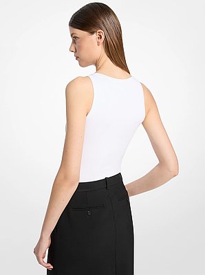 Ribbed Stretch Viscose Tank Top Bodysuit