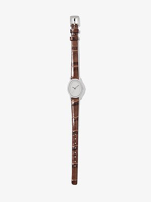 Reloj Maude peque&ntilde;o de edici&oacute;n limitada en tono plateado y piel con relieve de cocodrilo