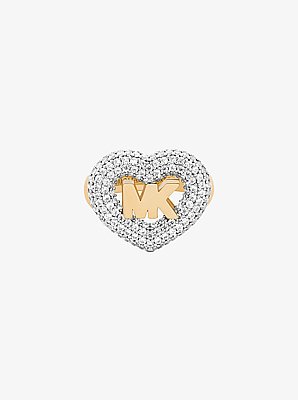 Logo and Pav&eacute; Heart Ring