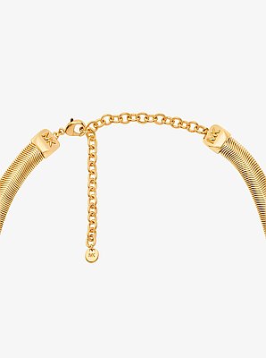 Collar de cadena de serpiente tubogas de lat&oacute;n chapado en metales preciosos