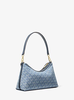 Petit sac &agrave; bandouli&egrave;re convertible Sammy en denim &agrave; imprim&eacute; &agrave; logo Signature