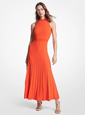 Vestido halter de tejido el&aacute;stico acanalado