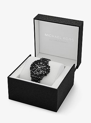 Montre Sage surdimensionn&eacute;e de ton noir &agrave; pav&eacute; en &eacute;dition limit&eacute;e