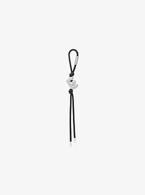 Initial Silver-Tone and Speckled Cord Bag Charm