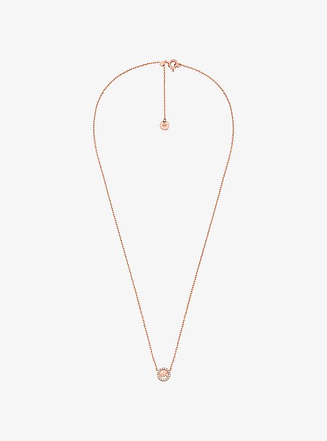 Pav&eacute; Logo Charm Necklace