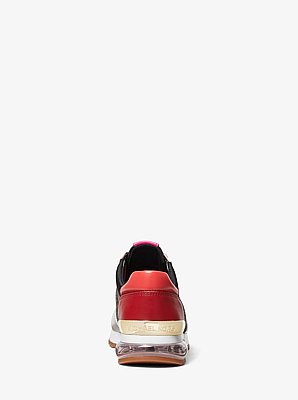 Allie Extreme Color-Block Leather and Logo Trainer
