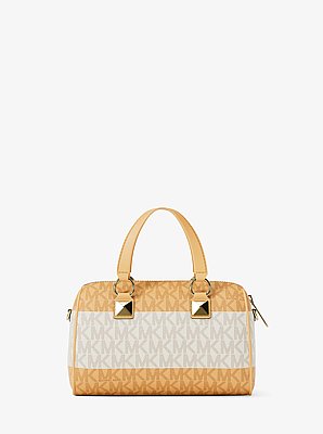 Grayson Small Striped Signature Logo Duffel Crossbody Bag