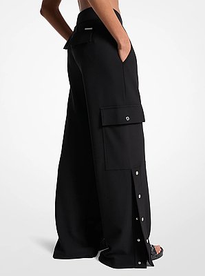 Pantal&oacute;n cargo de pierna ancha de crep&eacute; el&aacute;stico