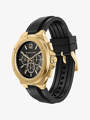 Reloj Lennox oversize en tono dorado y silicona