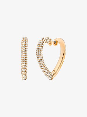 Pavé Heart Hoop Earrings