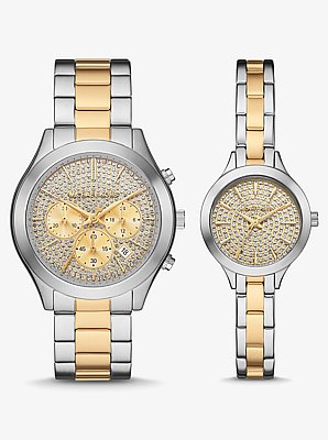 Set de relojes Aspyn para &eacute;l y para ella en dos tonos