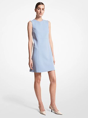 Double Face Stretch Wool Crepe Shift Dress