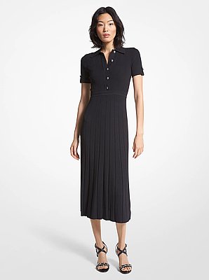 Vestido tipo polo de tejido el&aacute;stico acanalado