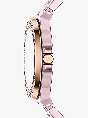 Mini Lennox Pav&eacute; Pink-Tone Watch