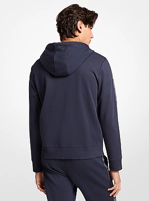 Logo Tape Cotton Blend Zip-Up Hoodie