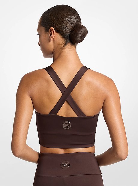 Ruched Stretch Cross Back Sports Bra