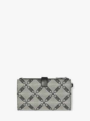 Cartera Adele de jacquard con logo imperio y compartimiento para smartphone