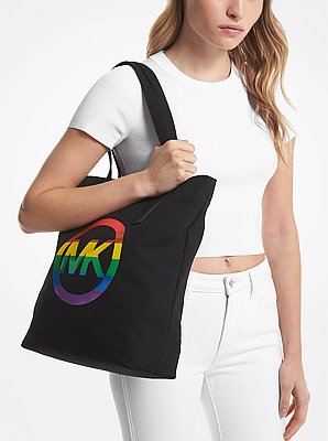 Bolso tote PRIDE de algod&oacute;n con logotipo de arco&iacute;ris