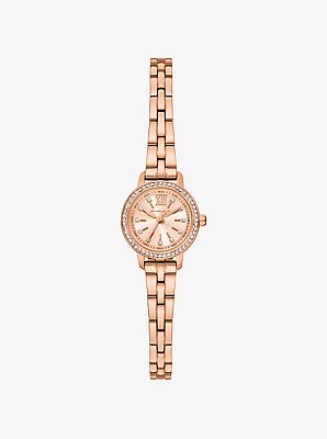 Reloj Melissa micro en tono oro rosa con pav&eacute;