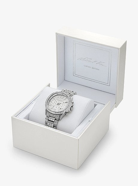 Limited-Edition Oversized Sage Pav&eacute; Silver-Tone Watch