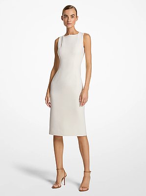 Abito aderente in lana boucl&eacute; stretch double-face
