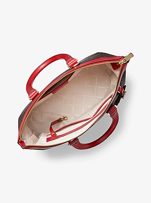 Bolso tote Bedford Travel grande tipo c&uacute;pula con rayas y logotipo