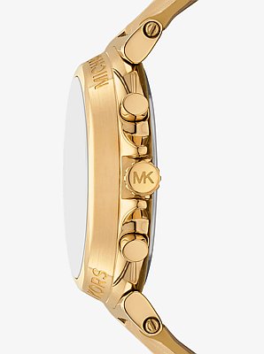 Reloj Maren en tono dorado con correa de piel con motivo de cocodrilo en relieve