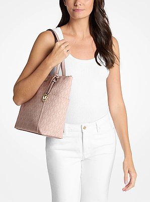 Charlotte Medium Signature Logo Top-Zip Tote Bag