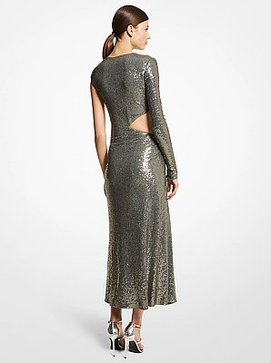 Hand-Embroidered Stretch Matte Jersey Cutout Dress