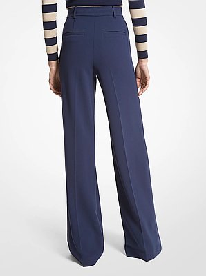 Pantaloni in cr&ecirc;pe con gamba ampia