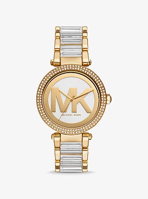Parker Pav&eacute; Gold-Tone Acetate Watch