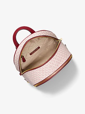 Rhea Medium Metallic Signature Logo Backpack