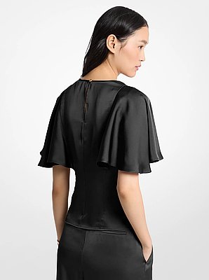 Satin Cape Sleeve Blouse