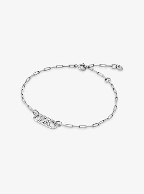 Precious Metal-Plated Sterling Silver Pav&eacute; Empire Logo Chain Link Bracelet