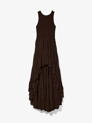 Georgette Smocked High-Low Dress