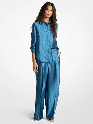 Overhemd van satijn met MK2000-logoprint