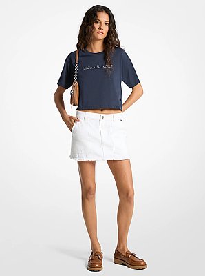 T-shirt in cotone con logo in rilievo